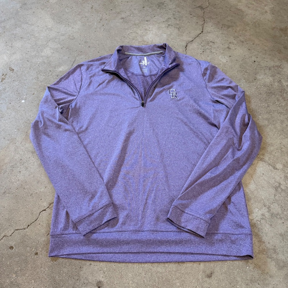 Johnnie-O Quarter Zip Pullover Mens Medium Purple Colorado Rockies MLB Stretch